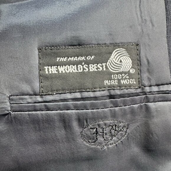 VTG Hickey Freeman By Nordstrom 2 Piece Suit Navy 100% Wool USA Union Made 46 R - Picture 7 of 16